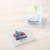 Schöne Split Kroatien Dalmatien Vintag Glasuntersetzer (Schrägansicht)