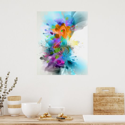 Schöne Spritzer Musiknote Poster (Küche)