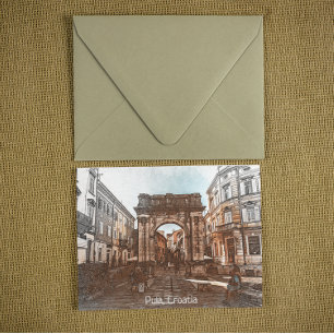 Schöne Stadt Pula Kroatien Malerei Postkarte