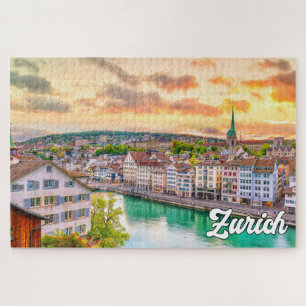 Schöne Stadt Zürich, Schweiz Puzzle