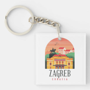 Schöne Stadtansicht von Zagreb Kroatien Vintage Schlüsselanhänger