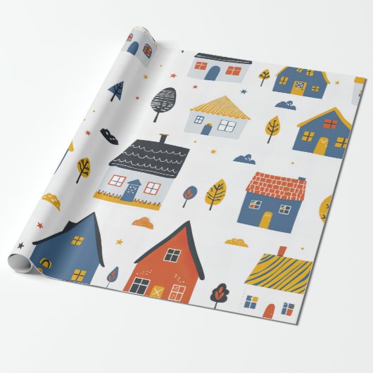 Schöne Stadthäuser Geschenkpapier (Ungerollt)