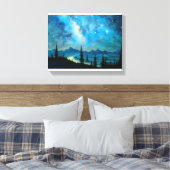 Schöne Starry Night Surreal Berglandschaft Leinwanddruck (Insitu (Schlafzimmer))