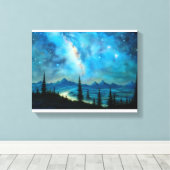 Schöne Starry Night Surreal Berglandschaft Leinwanddruck (Insitu (Holzboden))