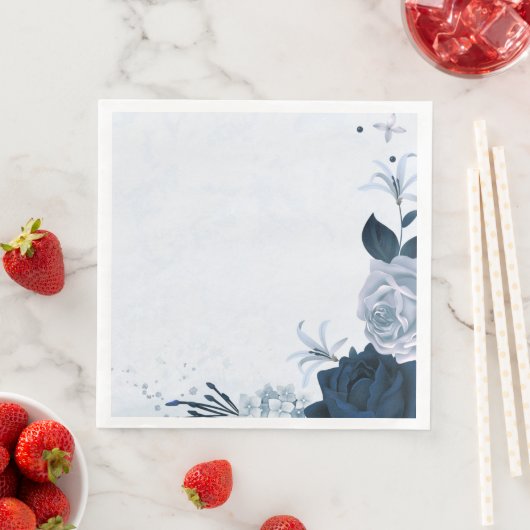 Schöne staubblaue Blume & Blätter Serviette (Beispiel)