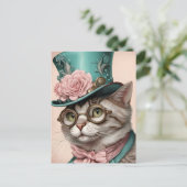 Schöne Steampunk Cat Postkarte (Stehend Vorderseite)