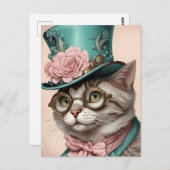 Schöne Steampunk Cat Postkarte (Vorne/Hinten)