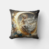 Schöne Steampunk-Frau auf dem Mond Kissen (Vorderseite)