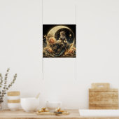Schöne Steampunk-Frau auf dem Mond Poster (Küche)