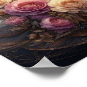 Schöne Steampunk-Frau auf dem Mond Poster (Ecke)