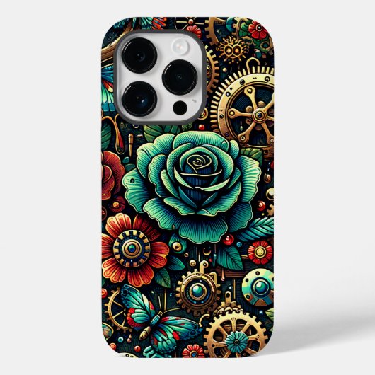 Schöne Steampunk Gears und Rose Case-Mate iPhone Hülle (Rückseite)