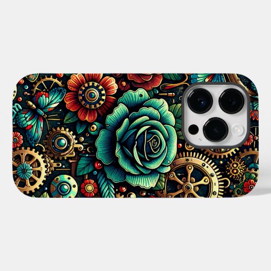 Schöne Steampunk Gears und Rose Case-Mate iPhone Hülle (Rückseite (Horizontal))