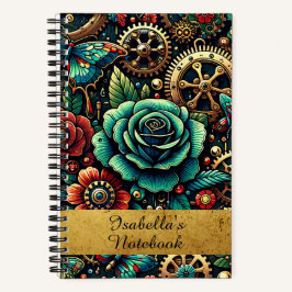 Schöne Steampunk Gears und Rose Notizblock