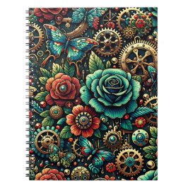Schöne Steampunk Gears und Rose Notizblock