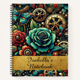 Schöne Steampunk Gears und Rose Notizblock