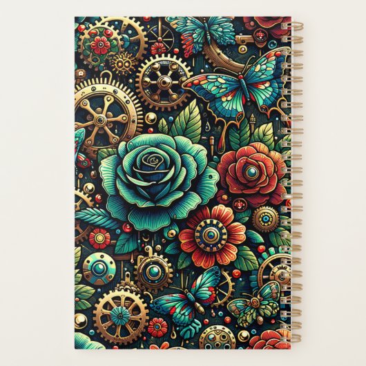 Schöne Steampunk Gears und Rose Planer (Rückseite)