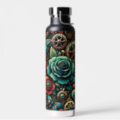Schöne Steampunk Gears und Rose Trinkflasche (Links)