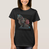 Schöne Steampunkatze mit rosa Blume T-Shirt (Vorderseite)