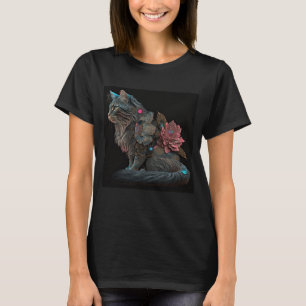 Schöne Steampunkatze mit rosa Blume T-Shirt