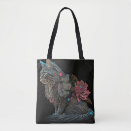 Schöne Steampunkatze mit rosa Blume Tasche