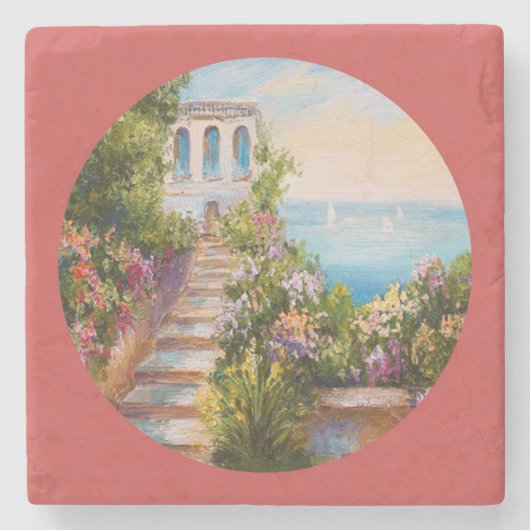 Schöne Steintreppe Kunst, Dichtung und Musik Steinuntersetzer (Vorderseite)