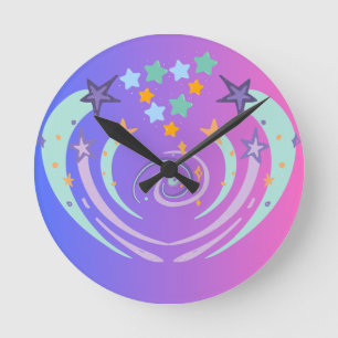 schöne Sterne und Herz Runde Wanduhr