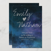 Schöne Sternennacht-Hochzeit Save The Date (Vorne/Hinten)