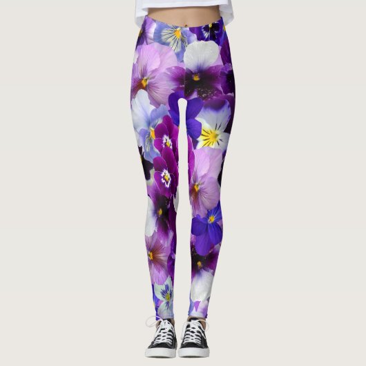 Schöne Stiefmütterchen-Frühlings-Blumen-Leggings Leggings (Vorderseite)