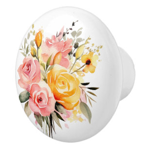 Schöne Stiele von Pfirsich und Rosen Keramikknauf