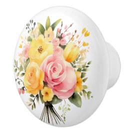 Schöne Stiele von Pfirsich und Rosen Keramikknauf