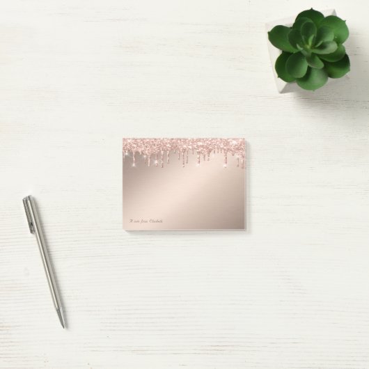 Schöne stilvolle Elegante Rose Gold Glitzer Tropfe Post-it Klebezettel (Büro)