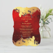 Schöne, stilvolle Rot- und Goldromane Einladung (Stehend Vorderseite)