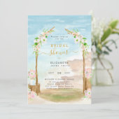 Schöne Strand Coastal Bridal Dusche Einladung (Stehend Vorderseite)