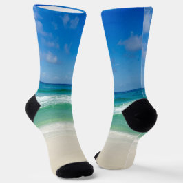 Schöne Strand Cool Blue Ocean Waves Fotografie Socken
