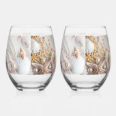 Schöne Strand Pink Coral Seashells Perlen Weinglas Ohne Stiel (Links)