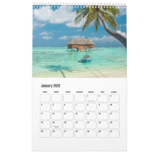 Schöne Strände von Mauritius und die Seychellen Kalender (Jan 2026)