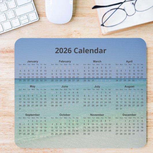 Schöne Strandfotografie 2026 Kalender Mousepad