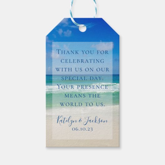 Schöne Strandfotografie Ozeanwellen Hochzeit Geschenkanhänger (Vorderseite)