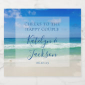 Schöne Strandfotografie Ozeanwellen Hochzeit Schaumweinetikett (Einzelnes Label)