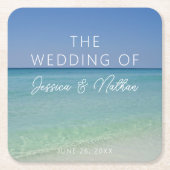 Schöne Strandfotografie Personalisierte Hochzeit Rechteckiger Pappuntersetzer (Vorderseite)