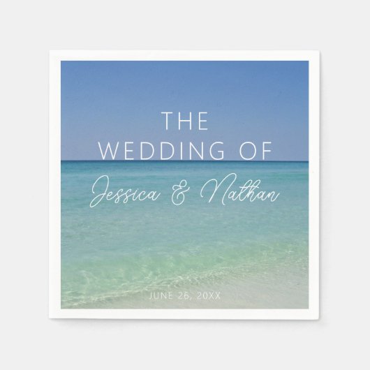 Schöne Strandfotografie Personalisierte Hochzeit Serviette (Vorderseite)