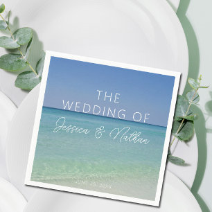 Schöne Strandfotografie Personalisierte Hochzeit Serviette