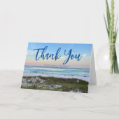 Schöne Strandhochzeit Personalisiert Dankeskarte (Vorderseite)
