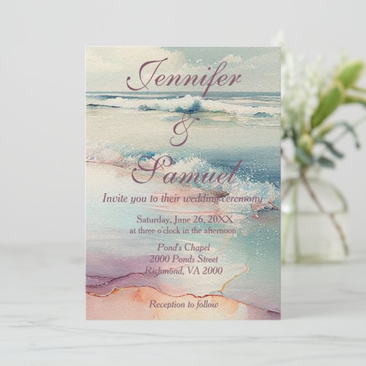 Schöne Strandlandschaft Einladung (Stehend Vorderseite)