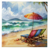 Schöne Strandszene Fliese (Vorderseite)