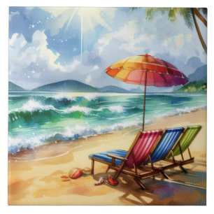 Schöne Strandszene  Fliese