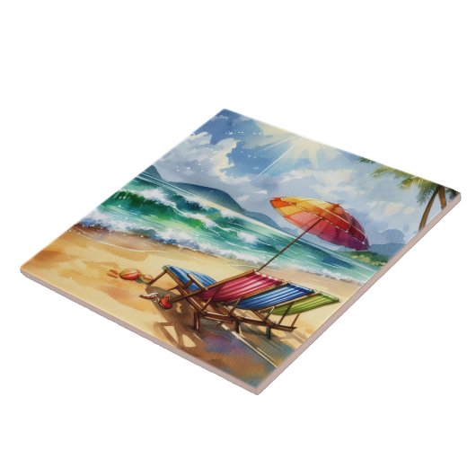 Schöne Strandszene Fliese (Seite)