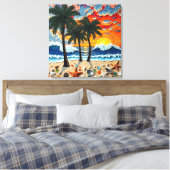 Schöne Strandszene mit Palmen Leinwanddruck (Insitu (Schlafzimmer))