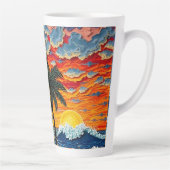 Schöne Strandszene mit Palmen Milchtasse (Rechts)