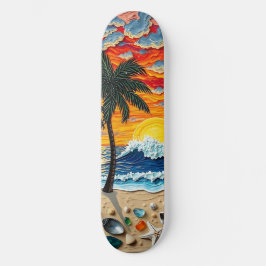 Schöne Strandszene mit Palmen Skateboard
